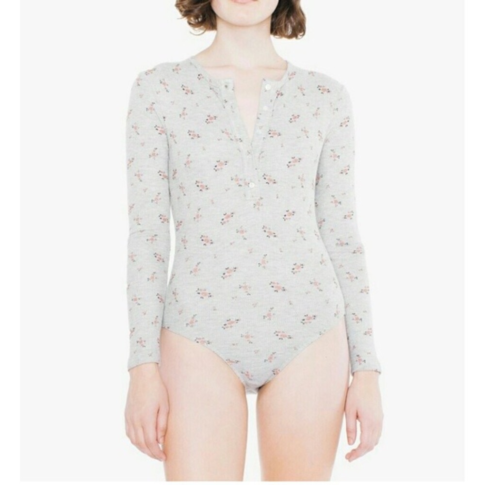 Discontinued AA floral thermal Henley bodysuit